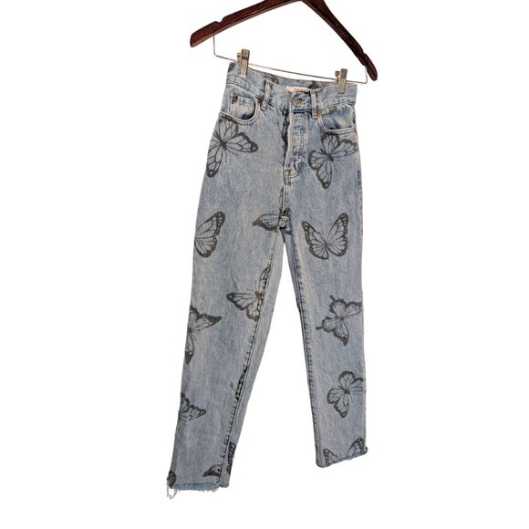PacSun Womens Jeans High Waisted Straight Leg Size 22 Butterfly Y2K Button Fly - Picture 3 of 7